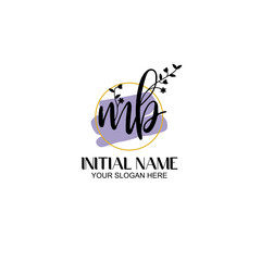 Initial letter MB beauty handwriting logo vector