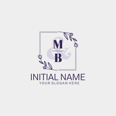 Initial letter MB beauty handwriting logo vector