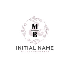 Initial letter MB beauty handwriting logo vector