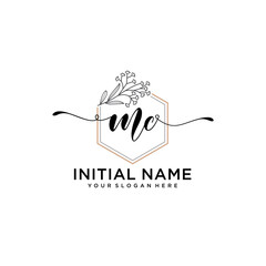 Initial letter MC beauty handwriting logo vector