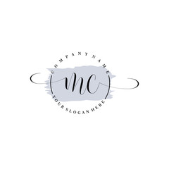 MC Initial handwriting logo vector. Hand lettering for designs.