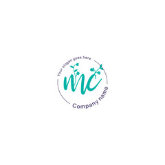 Initial letter MC beauty handwriting logo vector