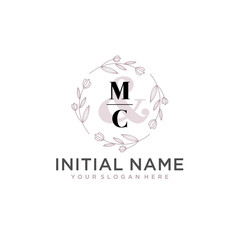 Initial letter MC beauty handwriting logo vector