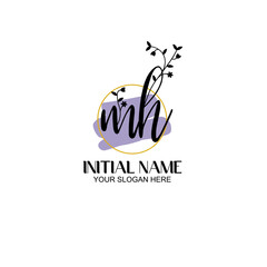 Initial letter MH beauty handwriting logo vector