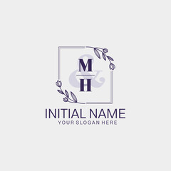 Initial letter MH beauty handwriting logo vector