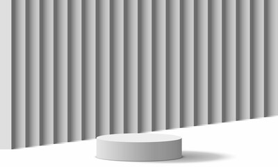 white podium with texture background in the white studio room