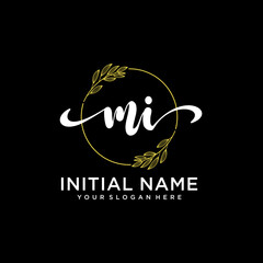 MI Initial handwriting logo vector. Hand lettering for designs.