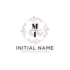 Initial letter MI beauty handwriting logo vector