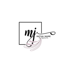 Initial letter MJ beauty handwriting logo vector