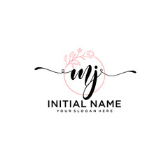 Initial letter MJ beauty handwriting logo vector
