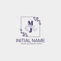 Initial letter MJ beauty handwriting logo vector