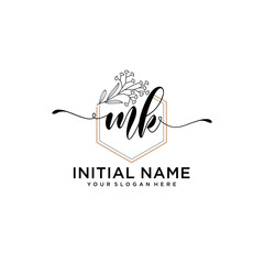 Initial letter MK beauty handwriting logo vector