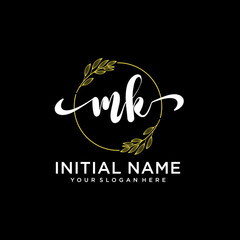 MK Initial handwriting logo vector. Hand lettering for designs.