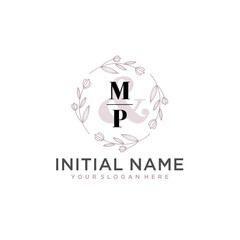 Initial letter MP beauty handwriting logo vector