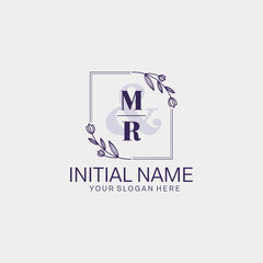 Initial letter MR beauty handwriting logo vector