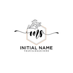 Initial letter MS beauty handwriting logo vector