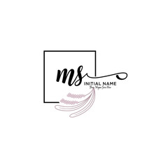 Initial letter MS beauty handwriting logo vector - obrazy, fototapety, plakaty