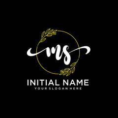 MS Initial handwriting logo vector. Hand lettering for designs.