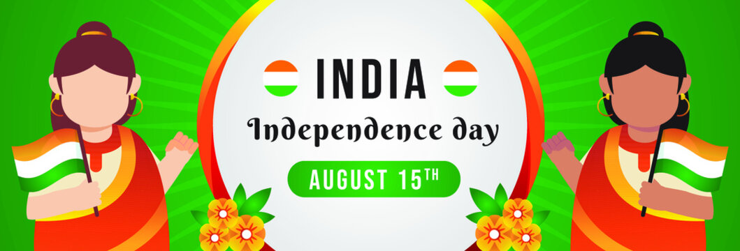 india independence day horizontal banner vector flat design