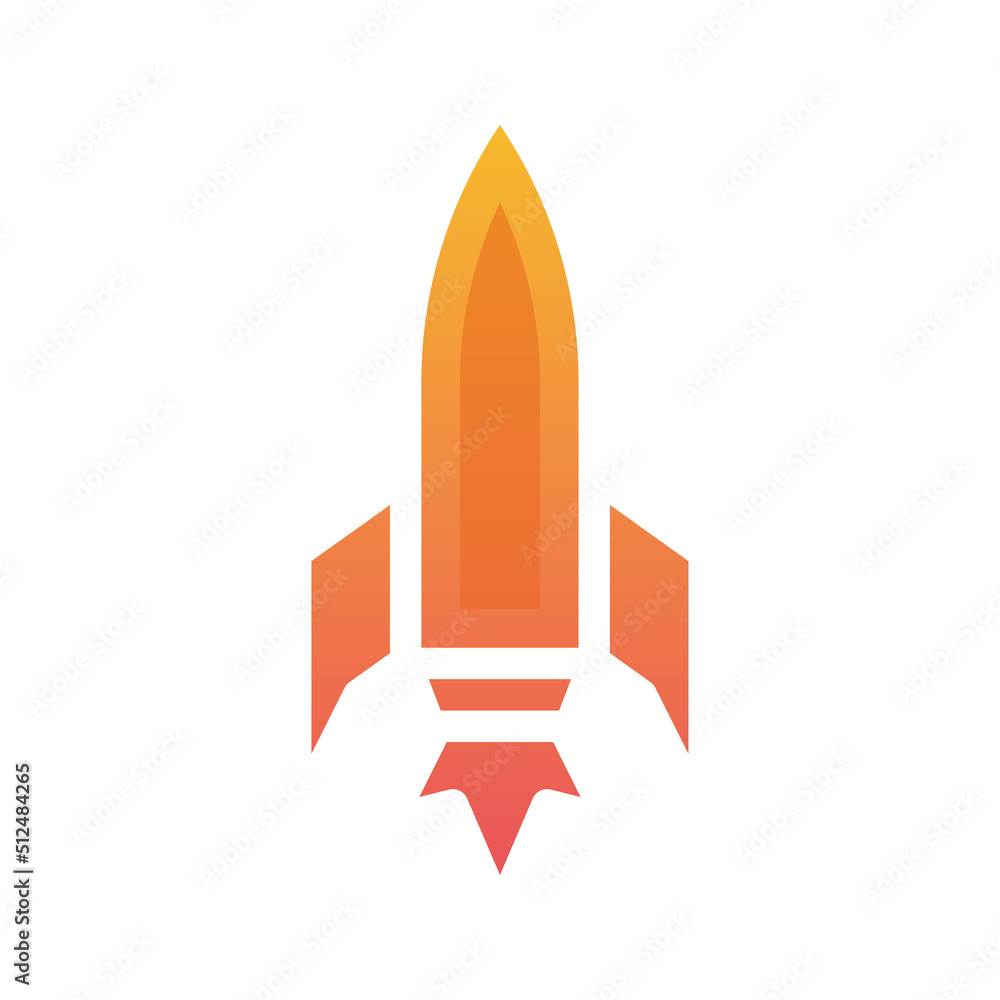 Poster rocket logo gradient design template icon element