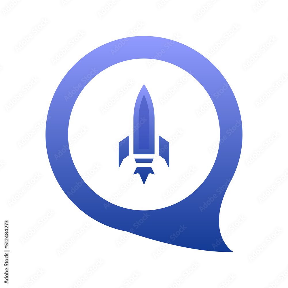 Poster rocket chat logo gradient design template icon element