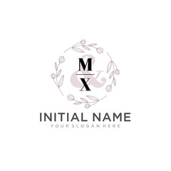 Initial letter MX beauty handwriting logo vector