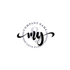MY Initial handwriting logo vector. Hand lettering for designs.