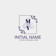 Initial letter MY beauty handwriting logo vector