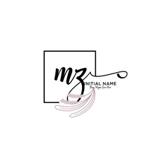 Initial letter MZ beauty handwriting logo vector