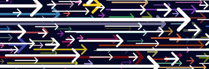 Arrows of different sizes and colors, vector banner