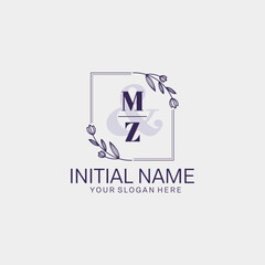 Initial letter MZ beauty handwriting logo vector
