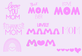 Mothers day lettering phrases - Editable stroke