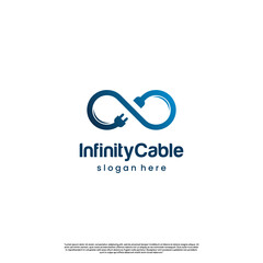 infinity symbol combine with socket logo, infinity cable logo icon template