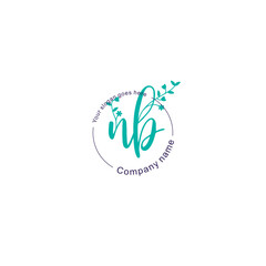 Initial letter NB beauty handwriting logo vector