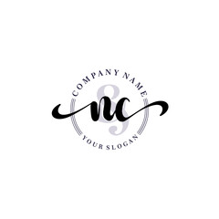 NC Initial handwriting logo vector. Hand lettering for designs.