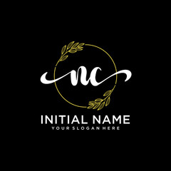 NC Initial handwriting logo vector. Hand lettering for designs.