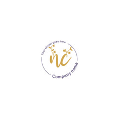 Initial letter NC beauty handwriting logo vector