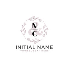 Initial letter NC beauty handwriting logo vector