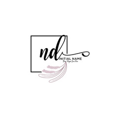 Initial letter ND beauty handwriting logo vector