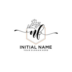 Initial letter NF beauty handwriting logo vector