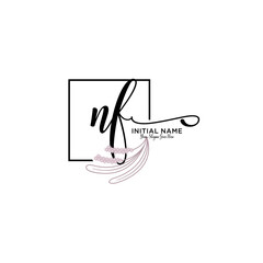 Initial letter NF beauty handwriting logo vector