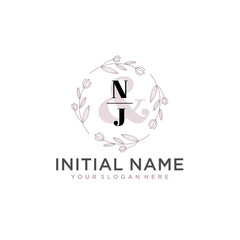 Initial letter NJ beauty handwriting logo vector