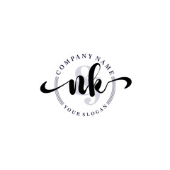 NK Initial handwriting logo vector. Hand lettering for designs.