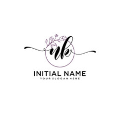 Initial letter NK beauty handwriting logo vector