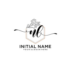 Initial letter NL beauty handwriting logo vector