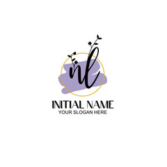 Initial letter NL beauty handwriting logo vector