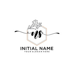 Initial letter NS beauty handwriting logo vector