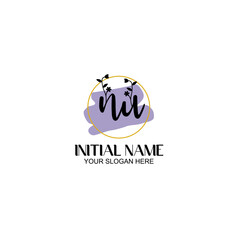 Initial letter NU beauty handwriting logo vector