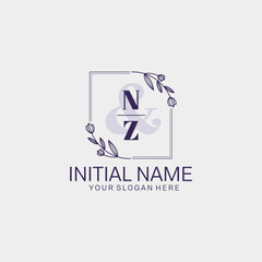 Initial letter NZ beauty handwriting logo vector