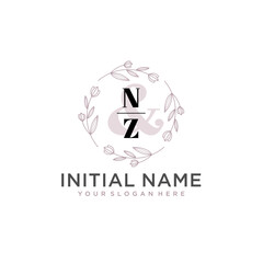 Initial letter NZ beauty handwriting logo vector